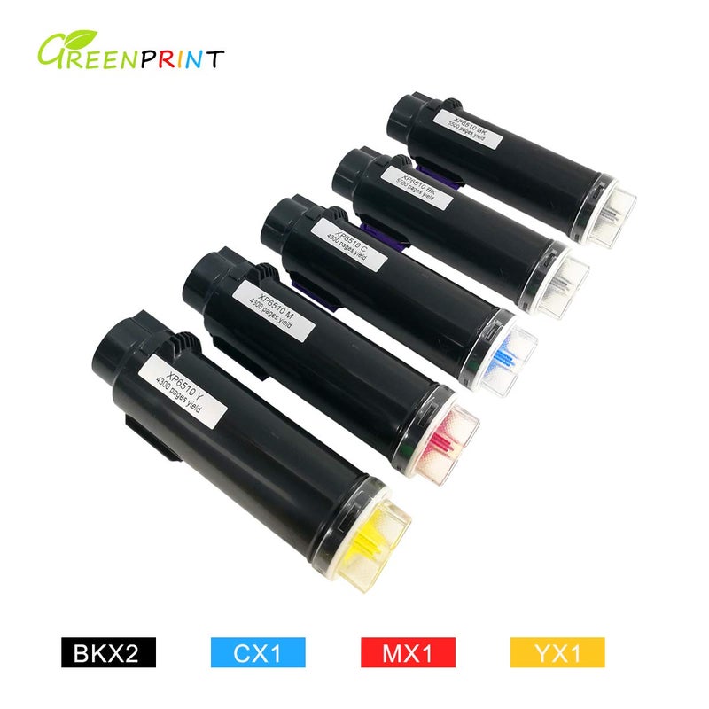 Greenprint 5 Packs 6510 6515 Compatible Toner Cartridges (Extra High Yield) 5500 Pages 2 Blacks, 4300 Pages CMY for Xerox Phaser Printers 6510dni 6510dnm 6510n 6510dn WorkCentre 6515dni 6515dnm 6515 6515n 6515dn - Image 5